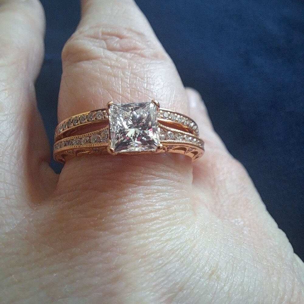 BRAND NEW, NEVER WORN, 1CT Engagement Ring and Wedding Band Set ROSE GOLD Sz 8.5